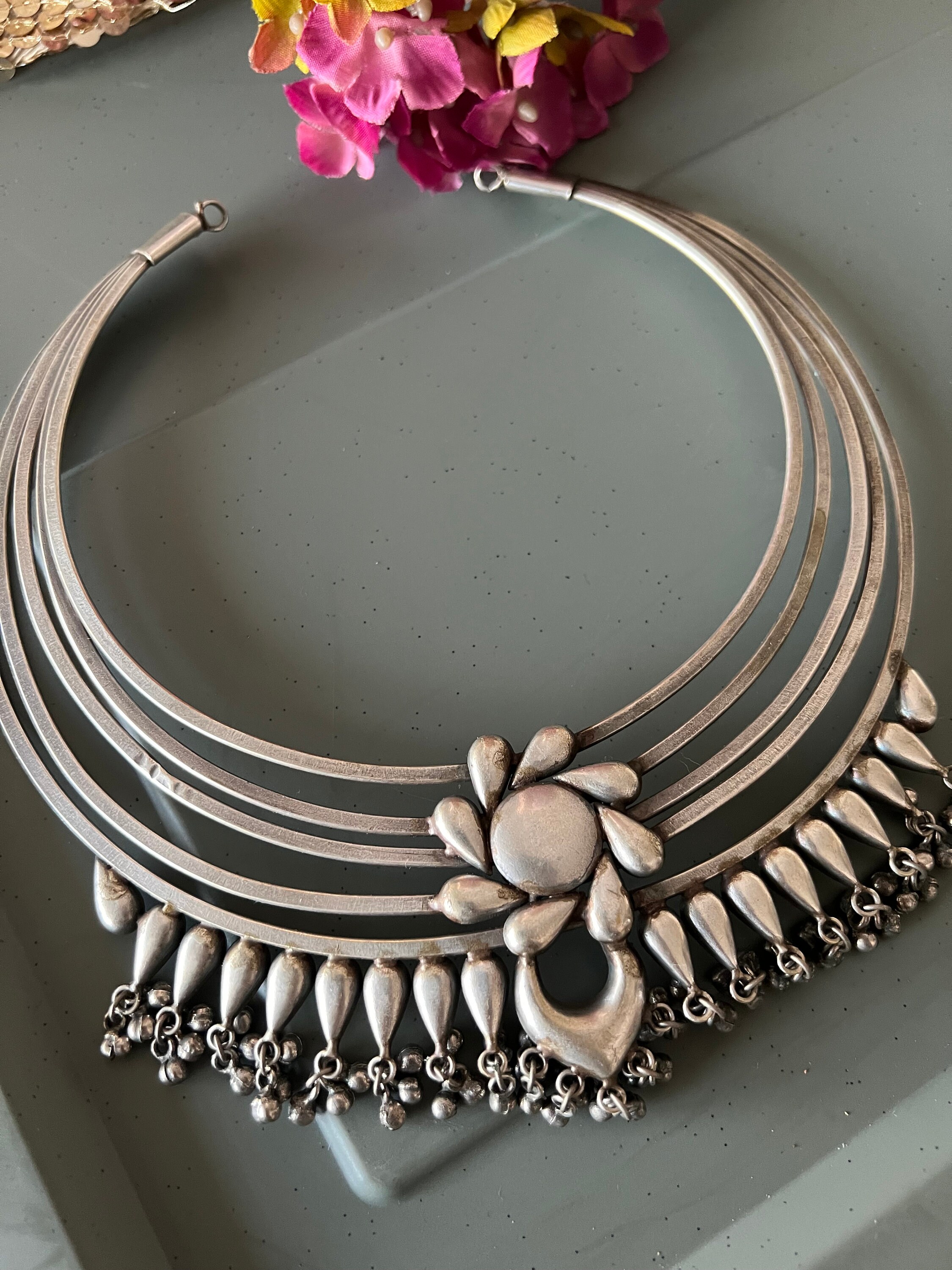 Collier Tribal Vintage Original - Création Unique En Noix De Coco, Bois Et Fer, Excellent état