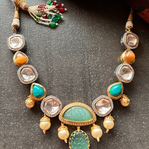 Scintillating Multicolored Kundan Necklace with Statement Earrings
