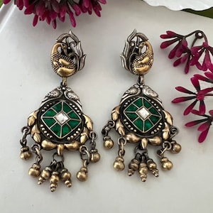 Boucles d&#39;oreilles élégantes en argent pur Kundan/ Bijoux héritage/ Bijoux en argent véritable/ Boucles d&#39;oreilles en argent pur/ Amateurs d&#39;argent