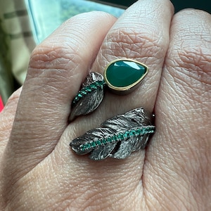 Vintage Pure 925 Silver Green Agate Ring