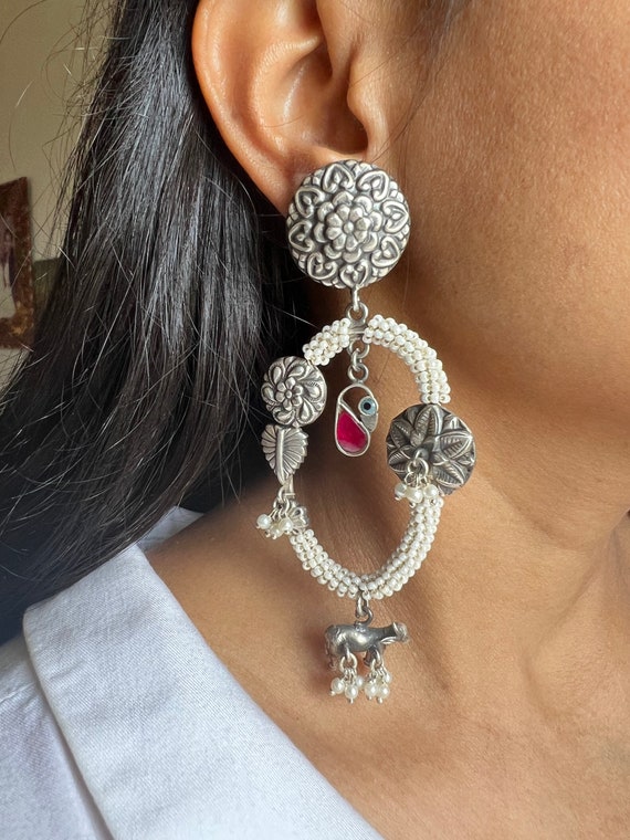 Silver danglers best sale