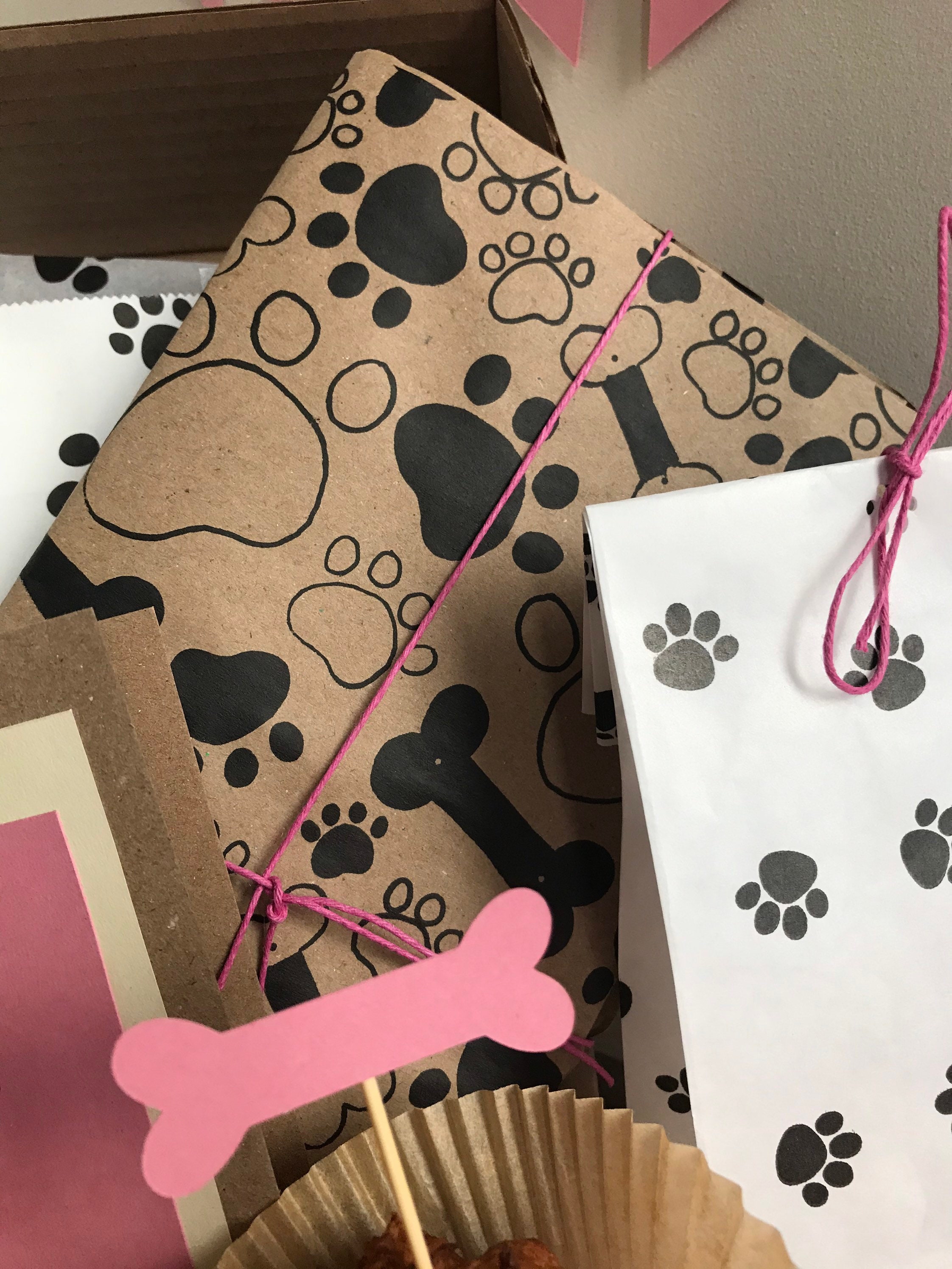 Paw print wrapping paper. Dog wrapping paper for humans or | Etsy