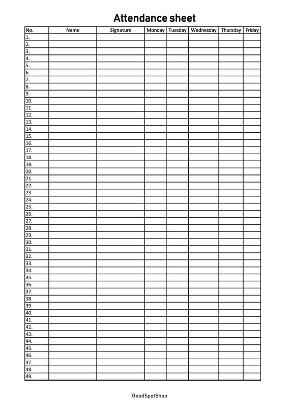 Printable weekly attendance sheet digital teacher log etsy