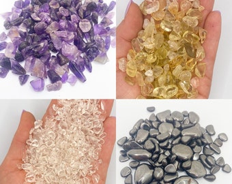 Crystal chips, amethyst, mini citrine stones, hematite, clear Quartz, gemstone chips, crystals for crafting, natural undrilled