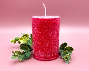 Red Pillar Candle, Christmas Candle, Christmas Decor, Xmas Table Candle, Olive Oil Candle, Olive Oil Candle, Unique Candle, Rustic Decor,