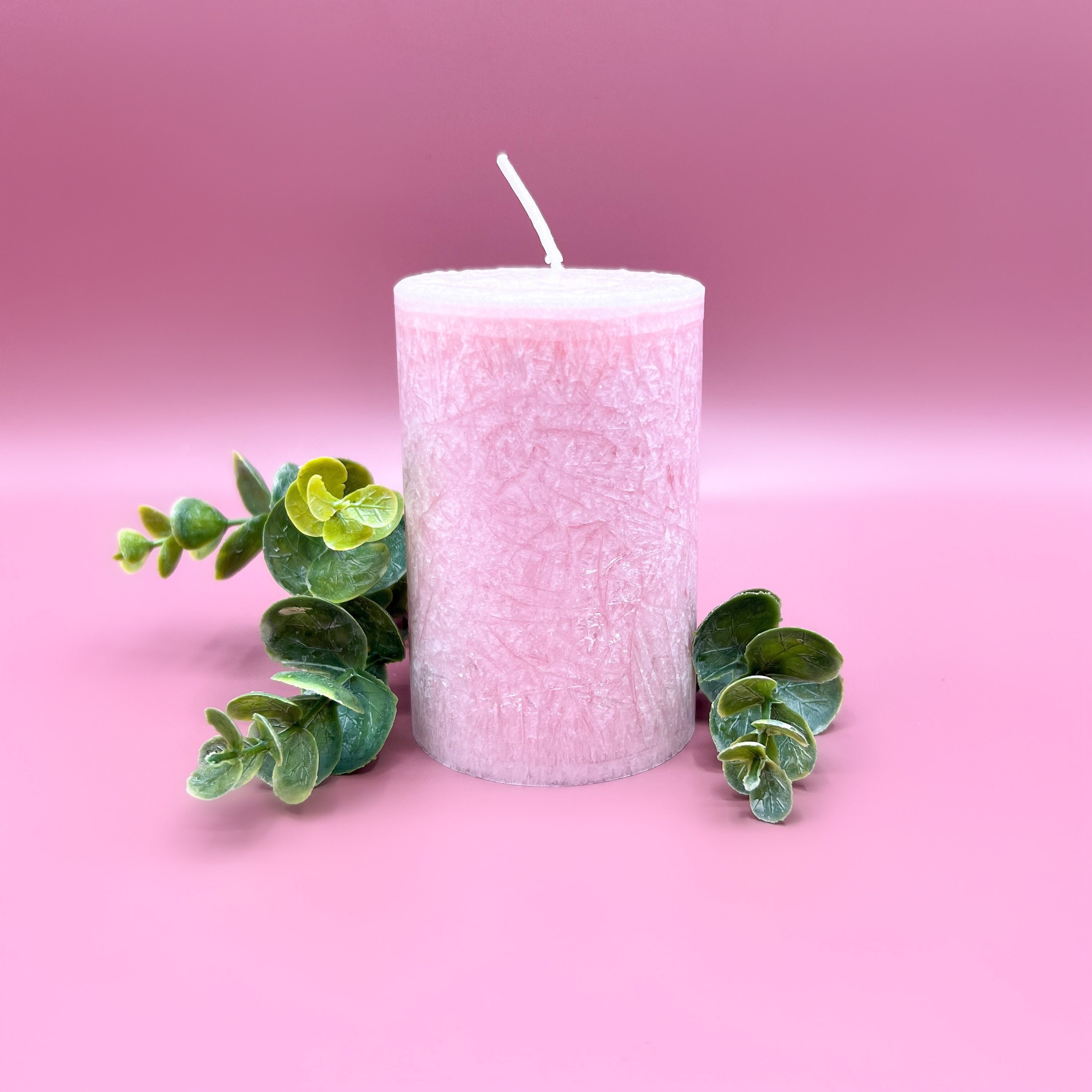 Green, Pink Swirl Pillar Candles, Candle Decor, Decorative Candles