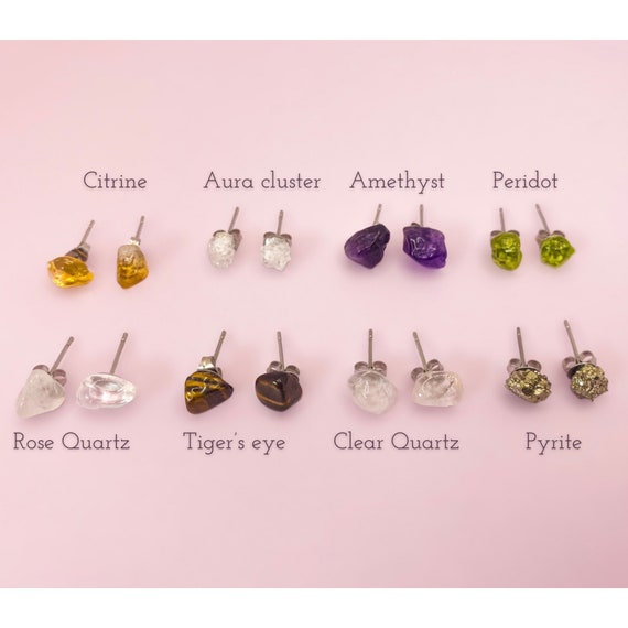 Crystal Chip Earrings Valentines Gift Small Gift Amethyst Studs