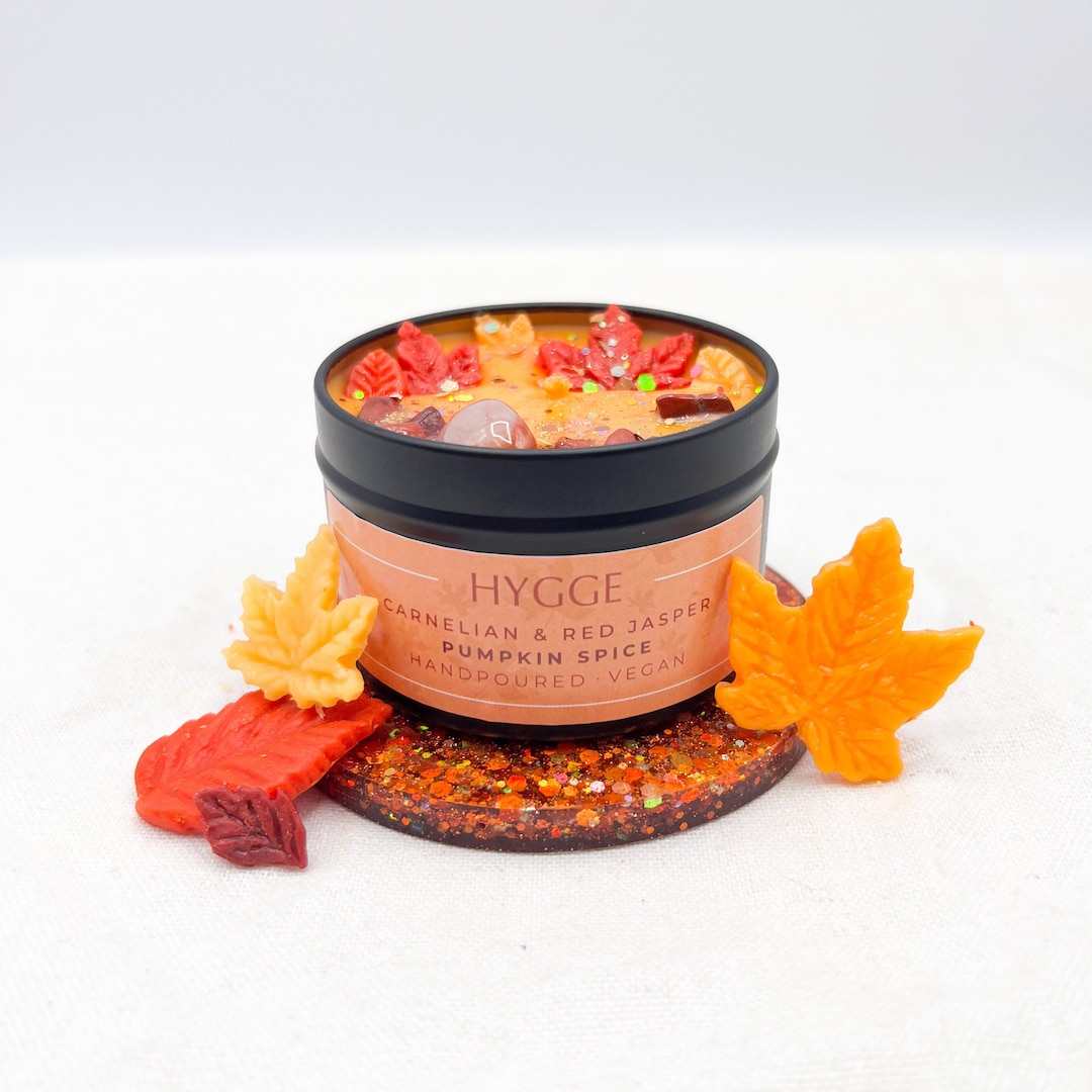 Autumn Candle, Hygge Candle, Pumpkin Spice, Crystal Candle, Autumnal