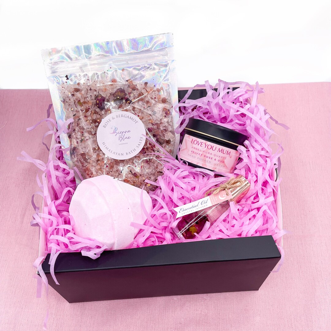 Mum Gift Box, Mum Candle, Bath Gift Set, Xmas Gift for Mum, Crystal Candle, Bath Salts, Mum Self ...