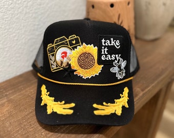 Patch Trucker Hat | trucker hat | custom trucker hat | trucker | custom | sunflower