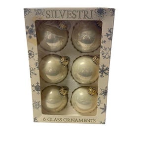 Silvestri 6 Glass Ornaments Set - Elegant Holiday Christmas Tree Decoration
