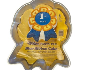 Vintage Wilton Blue Ribbon Kuchen dekorieren Pan & Anleitung Set