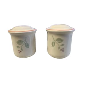 Pfaltzgraff Vintage Ceramic Salt & Pepper Shakers With Floral Berry Design - Set Of 2