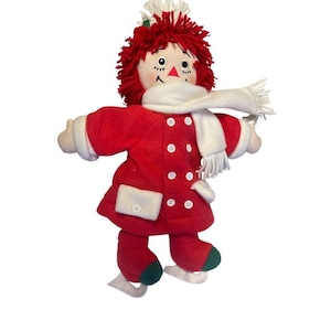 Vintage Raggedy Ann Christmas Doll With Red Hair & Outfit