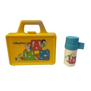 Vintage Fisher-Price ABC Lunchbox Set W/ Thermos 1979 Plastic Kids Toy