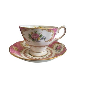 Royal Albert Bone China Set da tè con tazza e piattino con fiori bianchi e rosa - Lady Carlyle