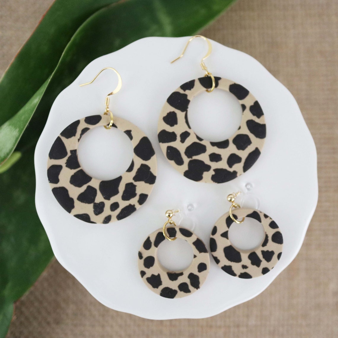 Cheetah Resin And Glass Earrings