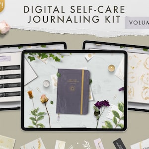 Kit d'autocollants de journalisation d'auto-soins 2, livre d'autocollants Goodnotes, Bujo numérique, livre d'autocollants numériques, journal numérique, invites de journalisation numérique