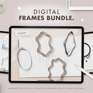 Frames Bundle Realistic Digital Stickers, GoodNotes Stickers, Digital Journal, Digital Bullett Journal Stickers