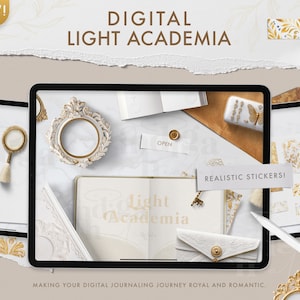 Light Academia Realistic Digital Stickers, GoodNotes Stickers, Digital Journal, Digital Bullett Journal Stickers