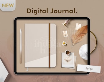 Beige Digital Journal: Goodnotes Planner with Stickers (PDF, Goodnotes File)