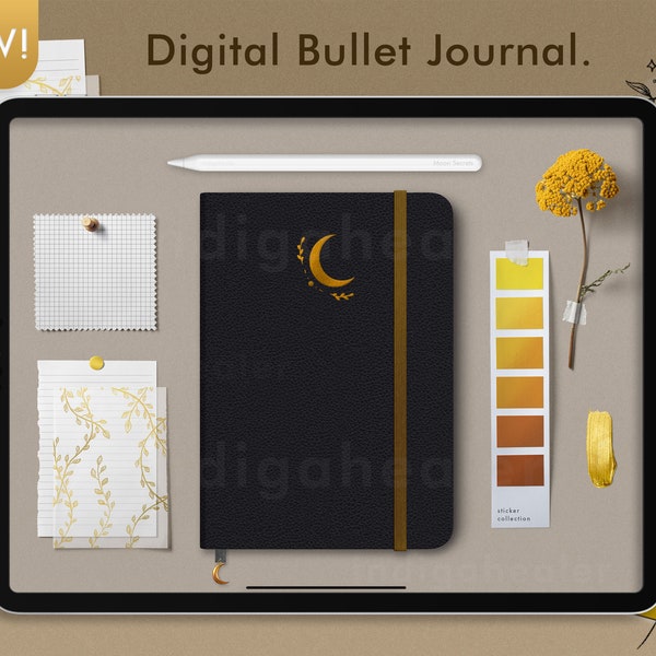 Digital Bullet Journal Moon Secrets, Goodnotes Planner, Undated Digital Planner, Digital Bujo, Digital Stickerbook, Digital Journal