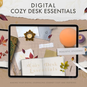 Cozy Desk Essentials Realistic Digital Stickers, GoodNotes Stickers, Digital Journal, Digital Bullett Journal Stickers
