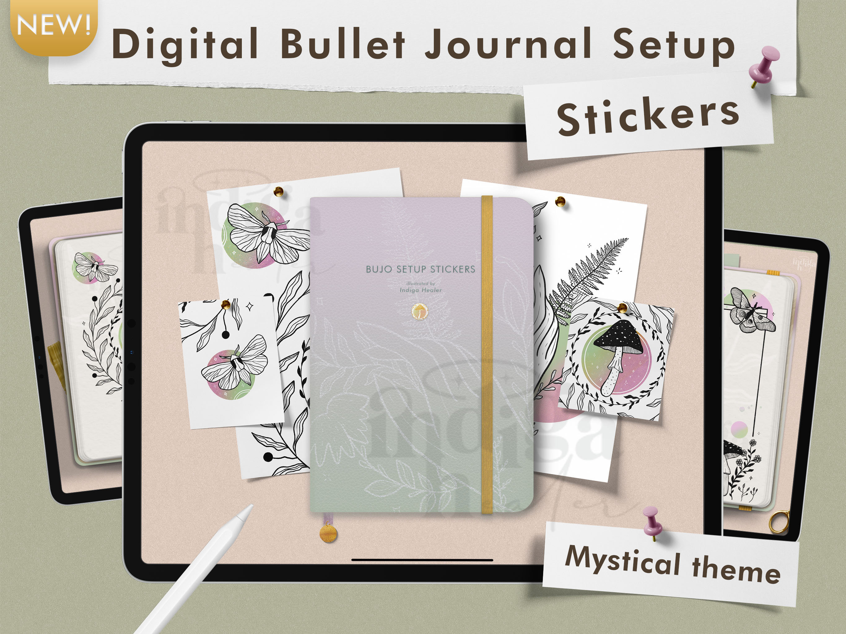 Nature Mystical Digital Bullet Journal Setup Stickers, Goodnotes ...