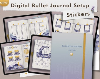 Dreamy Digital Bullet Journal Setup Stickers, Goodnotes Stickerbook, Digital Bujo, Bullet Journal Template, Digital Stickerbook
