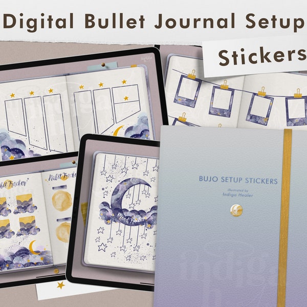 Dreamy Digital Bullet Journal Setup Stickers, Goodnotes Stickerbook, Digital Bujo, Bullet Journal Template, Digital Stickerbook