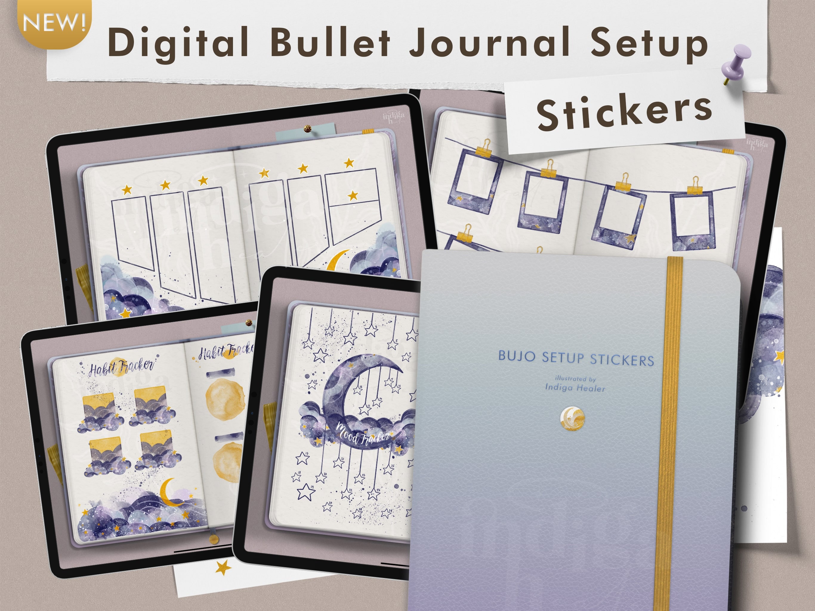 Dreamy Digital Bullet Journal Setup Stickers, Goodnotes ...