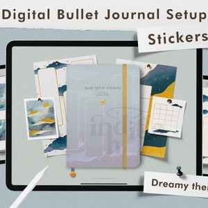 Dreamy Moon Magic Digital Bullet Journal Setup Stickers, Goodnotes Stickerbook, Digital Bujo, Bullet Journal Template, Digital Stickerbook