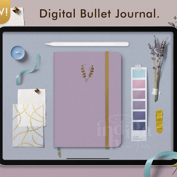 Digital Bullet Journal Lavender Fields, Goodnotes Planner, Undated Digital Planner, Digital Bujo, Digital Stickerbook, Digital Journal