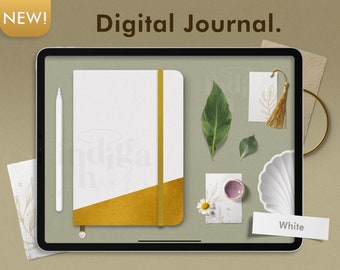 White Digital Journal: Goodnotes Planner with Stickers (PDF, Goodnotes)
