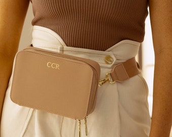 Personalised Leather Cross Body Bag , Belt Bag, Real Leather,  Belly Bag, Custom Crossbody Bag for Women