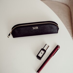 Personalised Black Pencil Case, Monogram Gift, Mini Cosmetic Bag ...