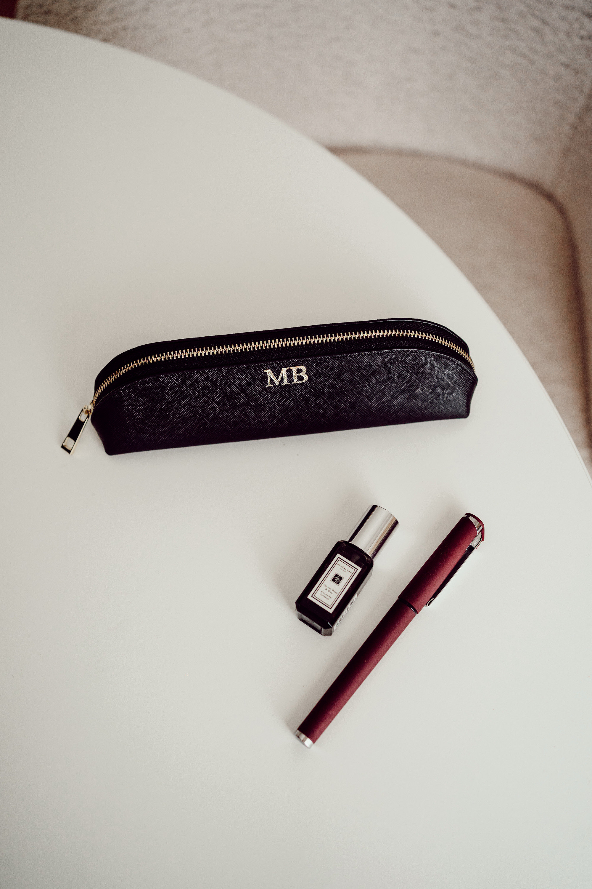 Personalised Black Pencil Case, Monogram Gift, Mini Cosmetic Bag ...