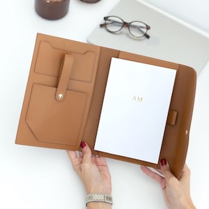 Personalisierter Leder Organizer, Leder Portfolio für Planer/Notizbücher, Monogramm Dokumentenhalter, Schreibwaren Geschenk, personalisiertes Geschenk Bild 5
