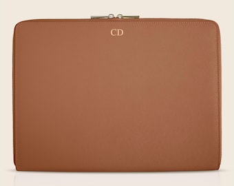 14 inch Leather Laptop Case, Macbook Air M3 M2 Personalised Laptop Sleeve, Genuine Saffiano Leather, Monogrammed Laptop Sleeve, Customized