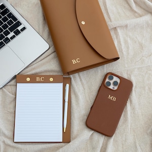 Personalisierter Leder Organizer, Leder Portfolio für Planer/Notizbücher, Monogramm Dokumentenhalter, Schreibwaren Geschenk, personalisiertes Geschenk Bild 11