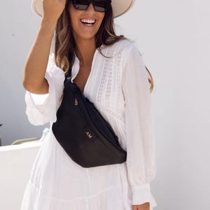 Riñonera personalizada para mujer, riñonera suave, bolso de cuero auténtico, bolso cruzado, riñonera de cuero, riñonera para festivales, regalo de Navidad