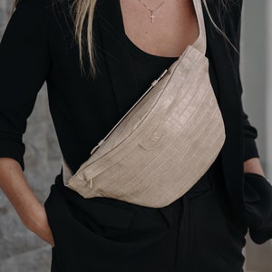 Personalised Leather Bumbag , real Croc leather, Crossbody bag, genuine leather bumbag, leather bag, Fanny Pack