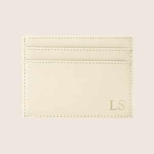 Personalised Monogrammed Saffiano Leather Cardholder, light pink, Genuine Leather , initial cardholder, gifts for her