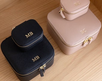 Estojo de viagem para joias personalizado, organização de joias, caixa de joias de couro personalizada, madrinha, presentes para ela, presente de Natal