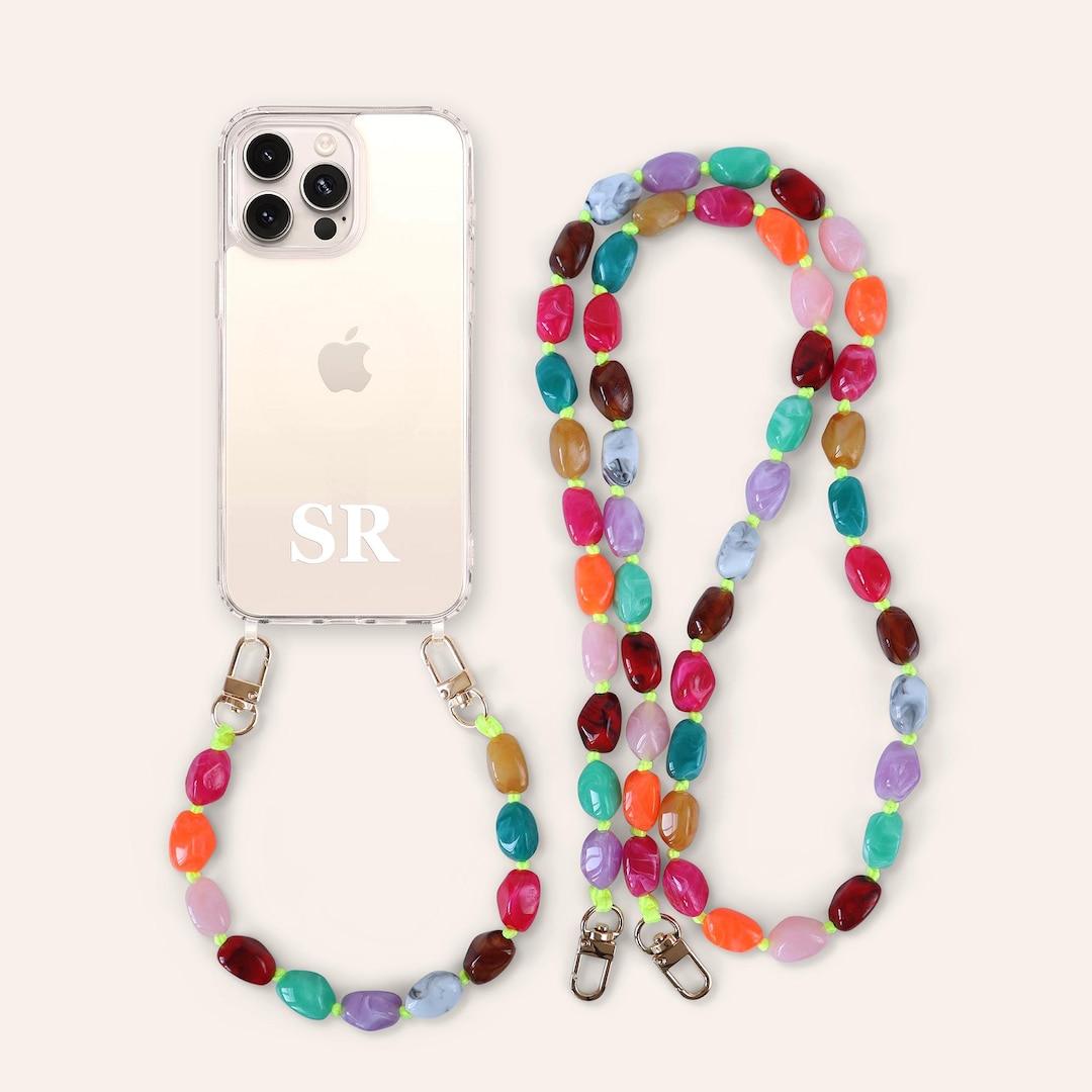 Personalized Clear iPhone Case With Chain, Colorful Phone Chain ...