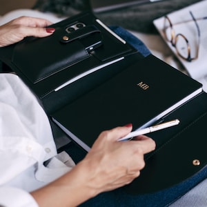 Personalisierter Leder Organizer, Leder Portfolio für Planer/Notizbücher, Monogramm Dokumentenhalter, Schreibwaren Geschenk, personalisiertes Geschenk Bild 7