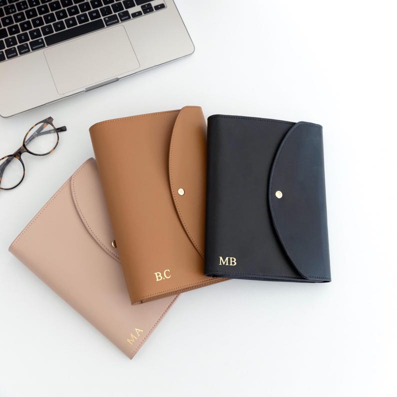 Personalisierter Leder Organizer, Leder Portfolio für Planer/Notizbücher, Monogramm Dokumentenhalter, Schreibwaren Geschenk, personalisiertes Geschenk Bild 10