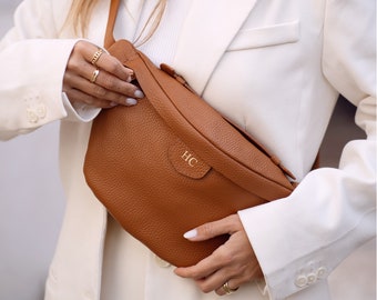 Bolsa de couro personalizada, couro real, bolsa crossbody, bolsa de couro genuíno, bolsa de couro, pochete