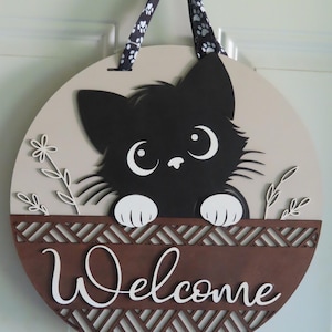 Door Hanger - Welcome Cat