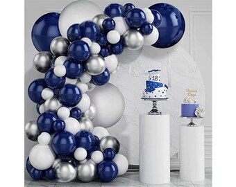thumbnail image 2 of Navy Blue & Silver Balloon Garland Kit With Royal Blue, Metallic Silver For Party Decorations  A2 14650010 2 of 14